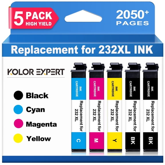 232XL Ink Cartridges Compatible for Epson 232XL 232 T232 Ink for Workforce WF-2930 WF-2950 Expression XP-4200 XP-4205 Printer (Black,Cyan,Magenta,Yellow, 5-Pack)