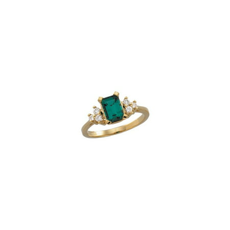 14k Yellow Gold Gem Quality Chatham® Created Emerald & Diamond Accented