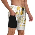 thumbnail image 3 of Picia Farm Bee Cute Honey pattern Mens Swim Trunks with Compression Liner Stretch Beach Shorts Quick Dry with Zipper Pockets No-Chafing Board Shorts-Small, 3 of 9