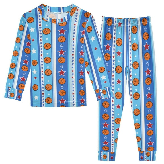 joogoo Basketball Stars 2 Piece Long Sleeve Tee and Pants Cotton Pajama Set 5Y