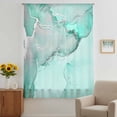 thumbnail image 3 of Aqua Marble Sheer Curtains 45 Inches Long, Modern Abstract Waves Silvery Farmhouse Light Filering Curtains, Breathable Simi Curtain Privacy Drapes for Kitchen Bathroom Small Window Treatment, 3 of 9