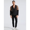 thumbnail image 6 of Men's Lapel Mesh Patchwork Jacket Blazer Formal Evening Party Shackets Coats, 6 of 9