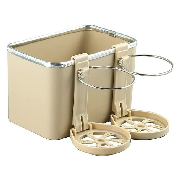 Caja de almacenamiento Sidaley para reposabrazos de coche portavasos plegable Beige