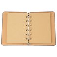 thumbnail image 4 of Uxcell 6 Ring Binder Cover, 2 Pack A7 kraft Leather Notebook Binder Mini Refillable Loose Leaf Personal Planner with 50 Sheets Paper, Black / Brown, 4 of 7