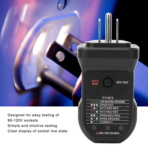 Probador de tomacorrientes FY1872 herramienta de instrumento de prueba del detector de tomacorrientes del probador de enchufes de detección detecta problemas comunes de cableado ANGGREK Otros