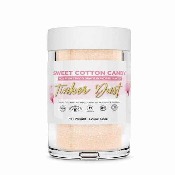 Bakell - Sweet Cotton Candy Flavored Tinker Dust (35g, 1x Jar) Edible Glitter Dessert Toppings for Fruit, Candy and Cake
