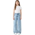 thumbnail image 5 of hengsof Spring Fall Flare Leg Jeans for Teen Girls, Slim Fit Stretch Denim Pants, Bootcut Trousers with Casual Style, Size 6-13 Years, 5 of 6