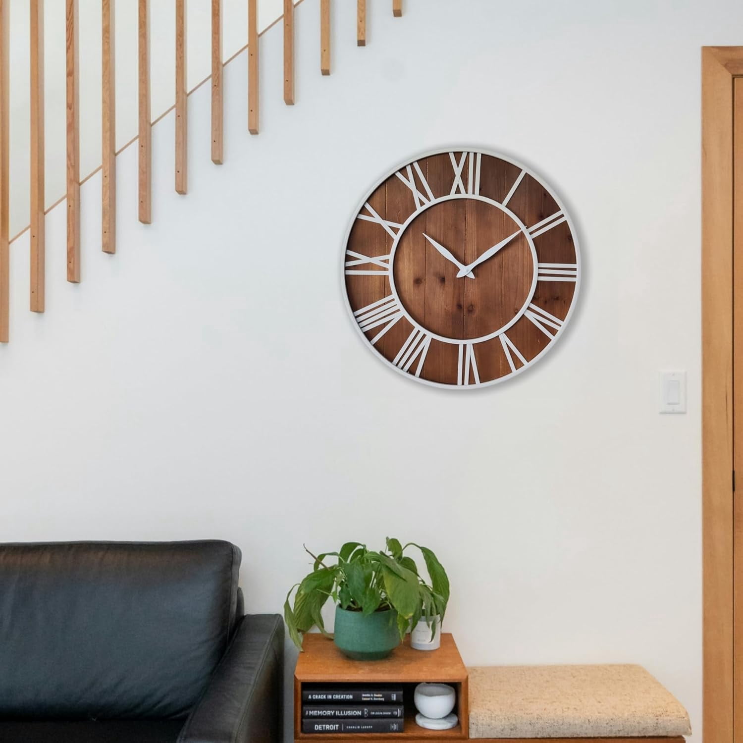 24 Inch Thicken & Heavy Large Metal Wall Clocks for Living Room Decor Large Decorative Clock Oversized,Big Roman Numeral Non Ticking