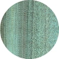 thumbnail image 1 of Ahgly Company Indoor Round Oriental Light Blue Modern Area Rugs, 4' Round, 1 of 4