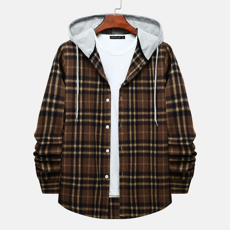 Casual Plaid Draw String Pocket Contrast Turndown Collar Long Sleeve Two Pieces Casual Plaid Draw String Pocket Contrast Turndown Collar Long Sleeve Two Pieces