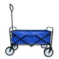 thumbnail image 2 of Utility Folding Wagon Cart, Outdoor Portable Large Capacity Wagon with Cup Holders, Collapsible Beach Cart with All-terrain Wheels, Trolley Wagon for Garden, Beach, Camping, Shopping, Blue, D5786, 2 of 10