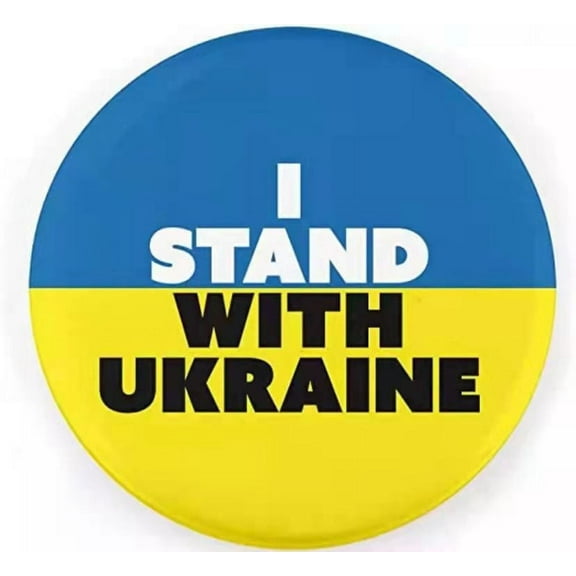 I STAND WITH UKRAINE BUTTON - Ukrainian Flag, Support Ukraine Original Artwork Brooch Pinback Button