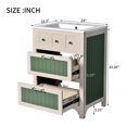thumbnail image 6 of 24 Inch Bathroom Vanity with Sink, Bathroom Vanity Cabinet with 2 Drawers, Wooden Bathroom Sink Cabinet with Metal Handles, Freestanding Bathroom Vanities, Beige + Green, 6 of 9