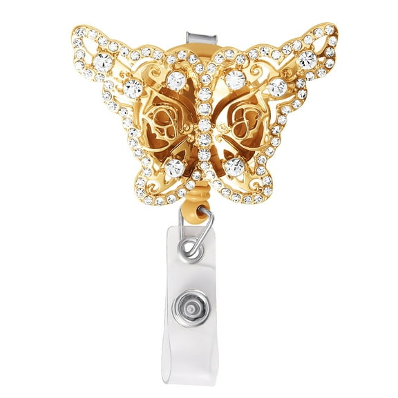 Jessica Simpson Women's Butterfly Badge Reel, Retractable ID Card Badge Holder with Alligator Clip