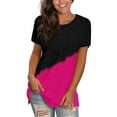 thumbnail image 1 of Gibobby Blusa de Trabajo de Manga Corta Camisetas holgadas para mujer, camisetas verano manga corta, camisetas informales túnica Yoga para entrenamiento, c(Rosa caliente,XL), 1 of 5