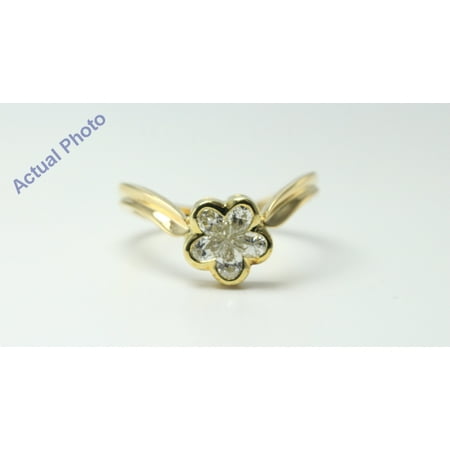 - 18k Yellow Gold Pear Cut Invisible setting Diamond Flower Ring (0.6 Ct, J Color, VS Clarity)