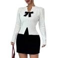 thumbnail image 1 of Suéter de Mujer con Cuello en V, Larga y Lunares, con Detalles de Lazo Ideal para Uso Casual y Elegante en Exteriores L, 1 of 8