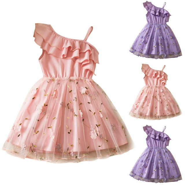 LOVZFMLL Robe Mode Enfant 3-8 Ans Couleur Unie Paillettes Fermeture Éclair Manches Courtes Col Rond