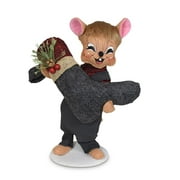 Annalee Plaid and Pine Stocking Mouse, 8 in Collectible Figurine
