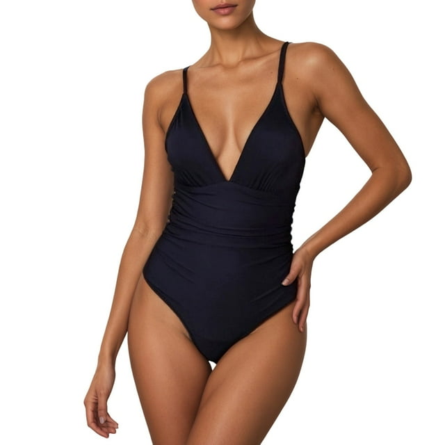 UANWENN Maillot de Bain pour Femme Monokini à Col en V avec Soutien-Gorge Intégré Maillot Dos Nu pour Natation Plage Été Robe Ronde Maillot Bretelles Fines Haut de Bikini Rouge Bikini Transparent sous-Vêtements Aguichant Femme Aguichant