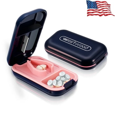 DXIMRX Pill Cutter, Professional Pill Splitter Pill Cutter for Small or Large Pills, Portable Cuts Vitamins Tablets for Purse Pocket, Blue