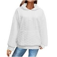 thumbnail image 2 of Titcea Hoodies for Women, Heart Shaped Embossment Solid Color Sweater with Front Pocket, Loose Soft Outdoor Casual Sweatshirt, 2 of 7