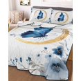 thumbnail image 3 of Quilts Queen Size Bedding Set, Blue Butterflies Flowers Lightweight Quilted Comforter, Spring Watercolor Botanical Floral Soft Bedspread Coverlet with Pillow Covers for All Season, 90" x 96", 3 of 7