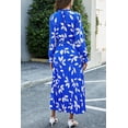 thumbnail image 2 of Vestido PRETTYGARDEN Boho Azul con Hojas Manga Larga Midi, 2 of 7