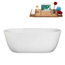 63" Streamline B-236-30-BL Soaking Freestanding Tub and Tray With Internal Drain in Matte Black