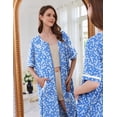 thumbnail image 4 of Ekouaer Women Zipper Robe Short Sleeve Duster Housecoat Short Bathrobes Zip Front Nightgown with Pockets, 4 of 5