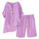 thumbnail image 4 of Conjuntos de 2 piezas para mujer: blusa de pierna ancha y pantalones elásticos, camisa informal de manga corta, ropa urbana de moda para el verano, 4 of 6