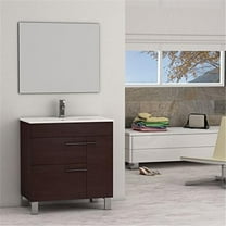 Eviva Cup 31.5 Inch Wenge Modern Bathroom Vanity with White Integrated Porcelain Sink - Dark Brown - 31.5 Inch