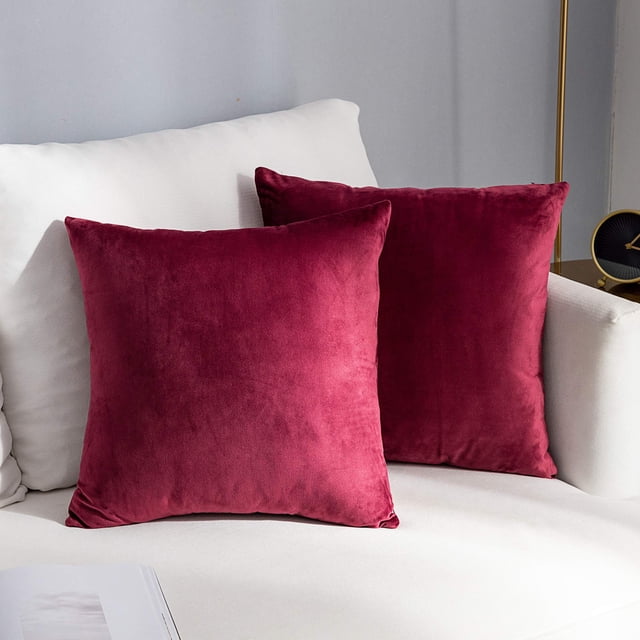 Funda de Cojín Decorativa Stellhome Terciopelo Burdeos 45x45 cm Paquete de 2