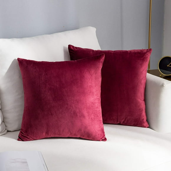 Funda de Cojín Decorativa Stellhome Terciopelo Burdeos 45x45 cm Paquete de 2