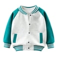 thumbnail image 2 of YunPes Boys Girls Varsity Jacket Snap Long Sleeve Baseball Outerwear with Striped Ribbed Cuff Fall Back to School Daily Jacket Coat, 2 of 5