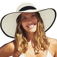thumbnail image 2 of ZHENHONG Sun Hats for Women Summer Leisure Outing Sun Hat Floppy Vacation Beach Straw Hat Casual Solid Headwear White, 2 of 3