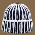 thumbnail image 2 of CoCopeaunts Two-Colors Striped Bucket Hat Color Knitted Fisherman Cap Warm Thickening Fashion Casual Women's Autumn Winter Hats, 2 of 8