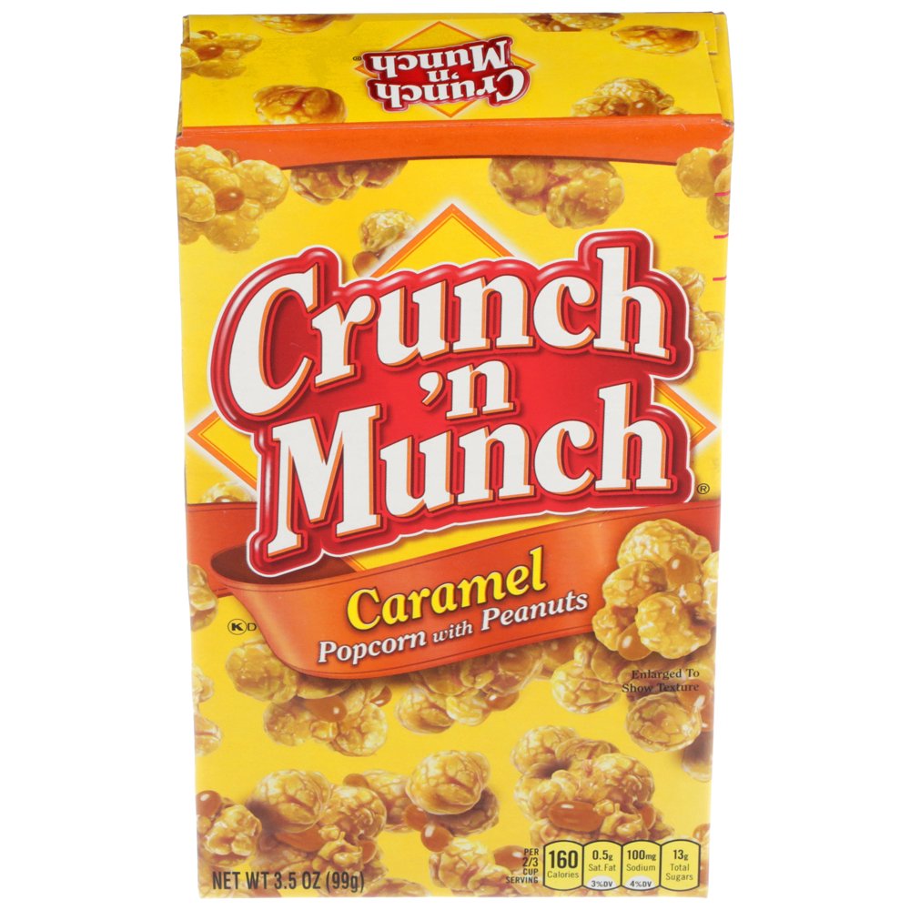 CRUNCH 'N MUNCH Caramel Popcorn with Peanuts, 3.5 oz.