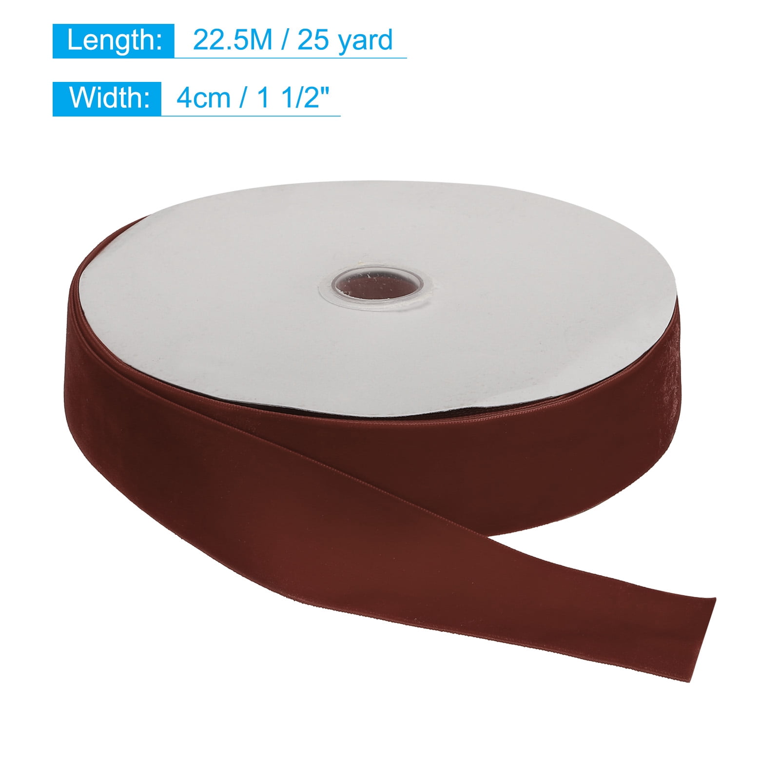 Uxcell Velvet Ribbon Single Face Spool Silky Velvet Fabric for Bouquets DIY Crafts Gift Wrapping Wedding Party Brown 1 1/2" x 25 Yard