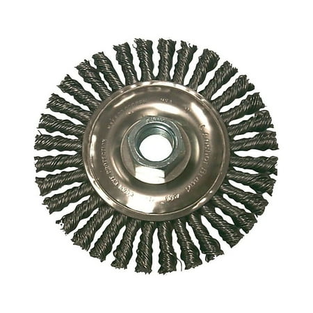 Stringer Bead Wheel Brush, 6 in D x 3/6 in W, 0.02 in, Carbon Steel