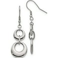thumbnail image 1 of Stainless Steel Polished Circles Dangle Shepherd Hook Earrings Made In China sre796, 1 of 5