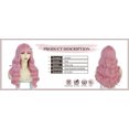 thumbnail image 4 of Pelucas rosas con flequillo Pelucas rosas largas onduladas para mujeres Peluca ondulada natural sintética Pelucas coloridas resistentes al calor para uso diario de fiesta Cosplay 22", 4 of 5