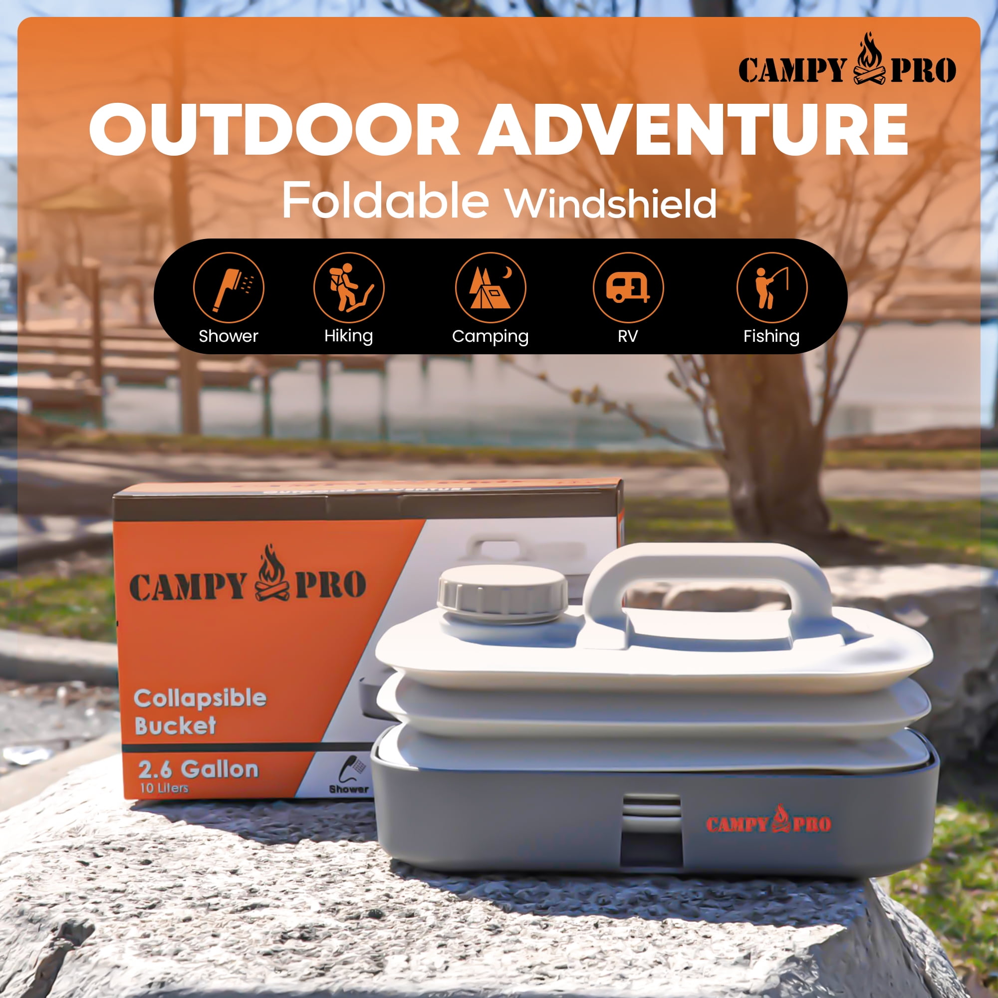 Campy Pro Collapsible Water Container 10L (2.6 Gal) – Foldable Portable Jug for Camping, Hiking, Fishing, RV, Outdoor, Emergency & Travel