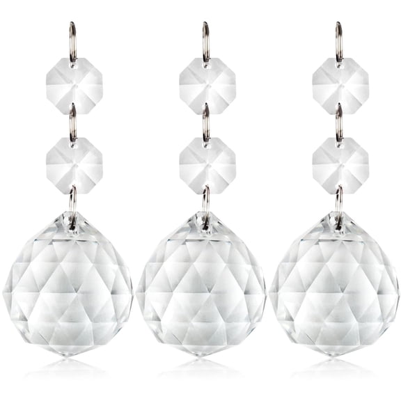 Pack of 10  (50mm)Replacement Clear Maple Leaf Chandelier Crystal Prisms Pendants Shiny Glass with Octagonal Crystal Beads and Metal Split Ring for Lamp Decoration Jewelry Making