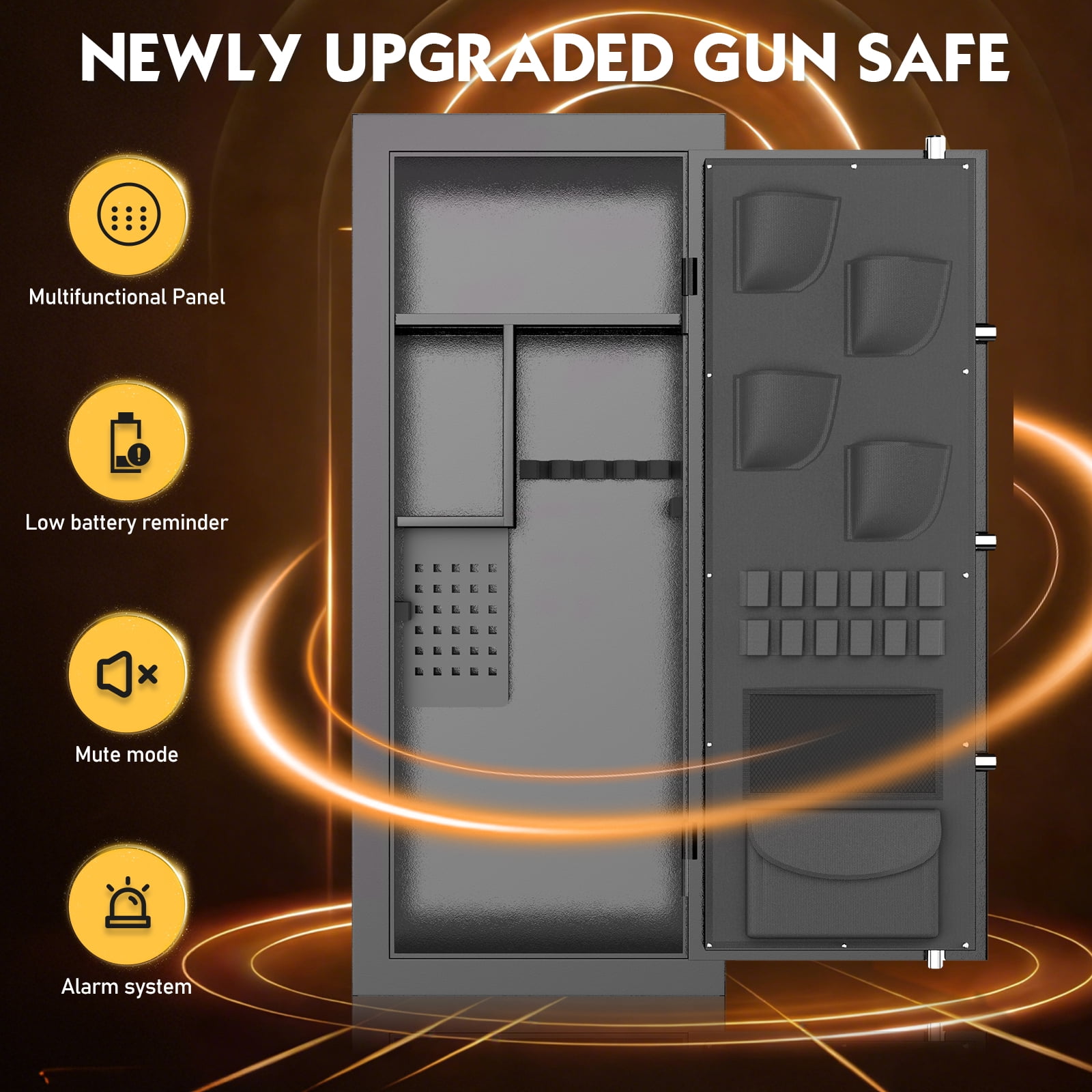 Extra Large Gun Safe for Pistol,Storage Guns (with/Without Scopes), Home Gun Cabinet with Adjustable Pegboard, Gun Safe for Home,Office, Hunting,Shooting