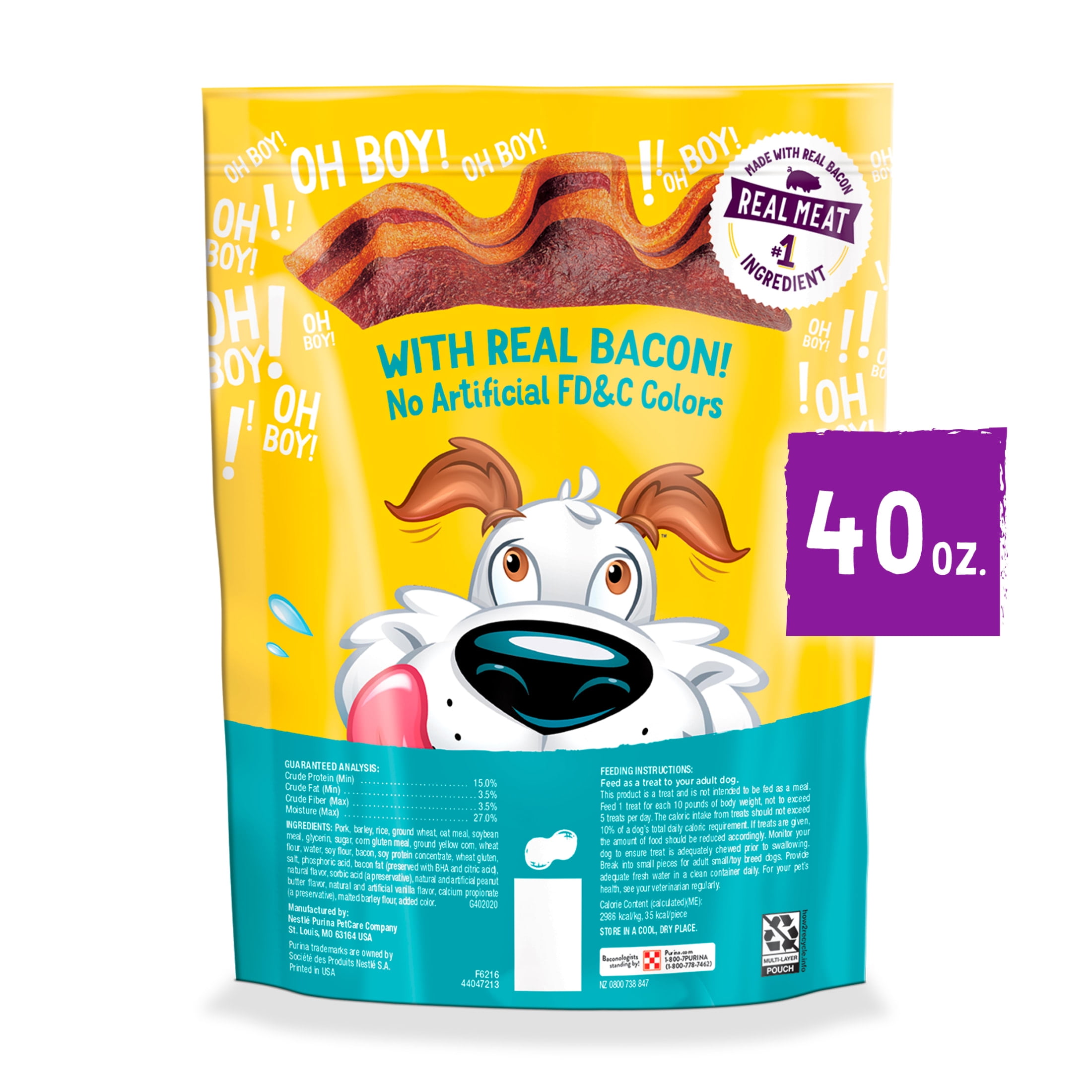 Purina Beggin' Strips Dog Treats with Real Bacon & Peanut Butter Flavors Tender Chews, 40 oz Pouch