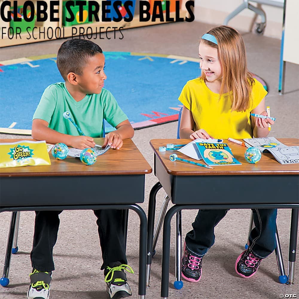 Mini Globe Planet Earth Soft Foam Stress Relief Ball Toys for School, Classroom and Party Favors Pack of 24