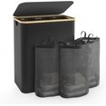 thumbnail image 1 of Cesto para ropa Bathola, 160 L, con tapa y 3 secciones, color negro, 1 of 7