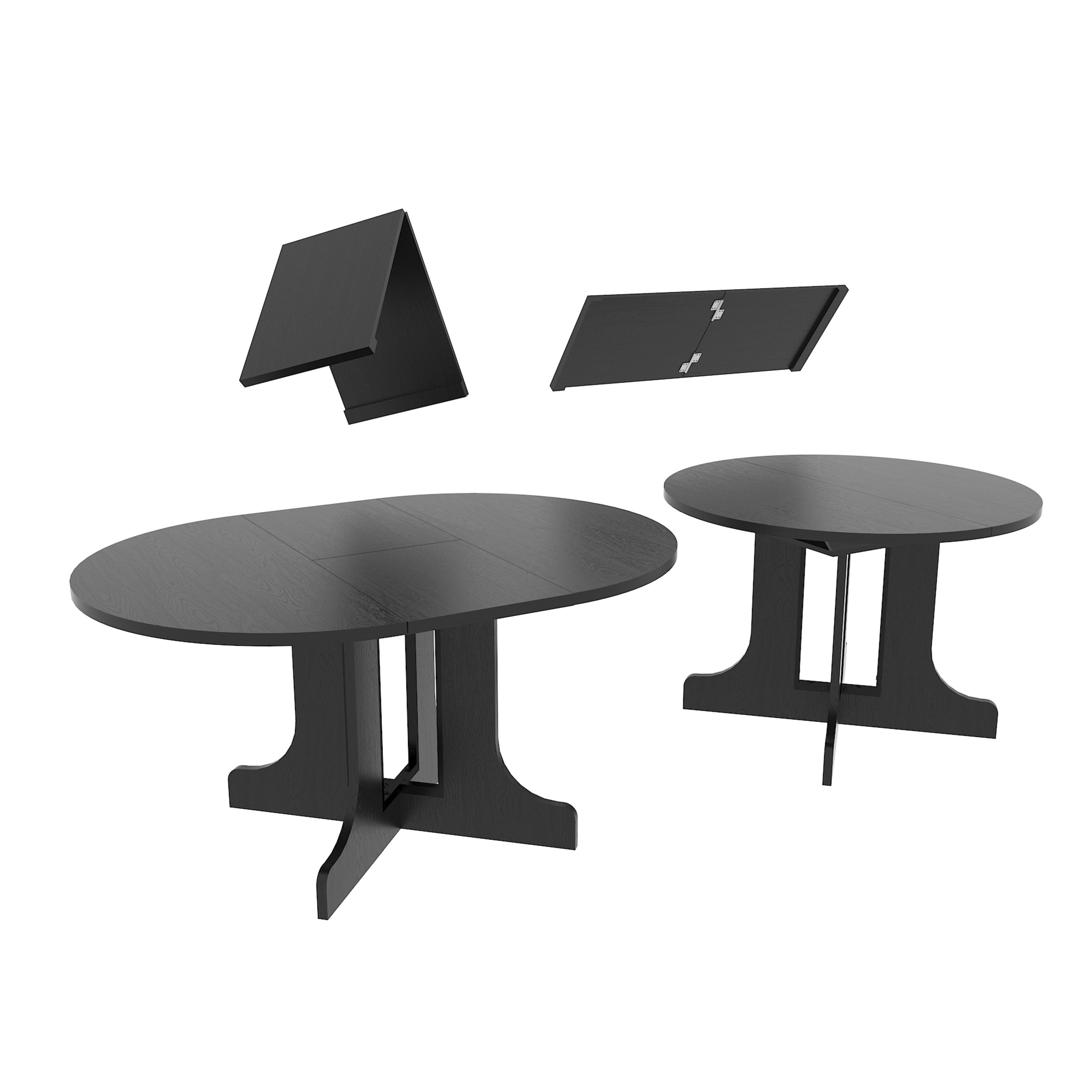 Noble House 59" Farmhouse Expandable Oval Dining Table, Removable Leaf, X-Shaped Trestle Base Kitchen Table, Black