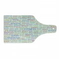 thumbnail image 1 of Fitness Cutting Board, Gymnastics Psychical Activity Lifestyle Concept Words Salubrity Wellness Health, Tempered Glass Cutting and Serving Board, Wine Bottle Shape, Multicolor, by Ambesonne, 1 of 1